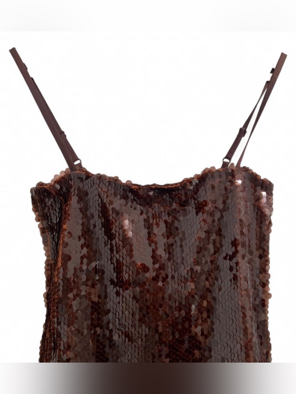 NWT Topshop Brown Sequin Cami Top Size Small - Picture 3 of 7